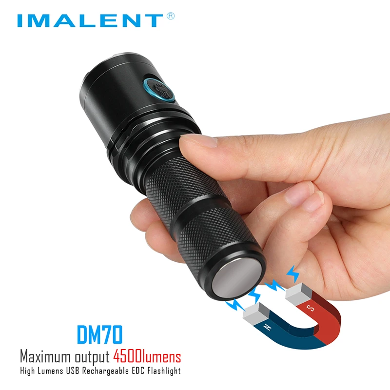IMALENT DM70 фонарик CREE XHP70.2 max 4500 люмен дальность луча 306 метров ручной фонарь + 21700 5000