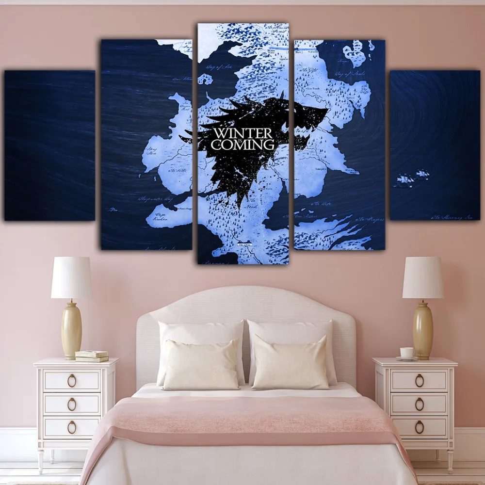 5 штук Игра престолов постеры и принты Гостиная Холст Картина Tableau росписи Pintura