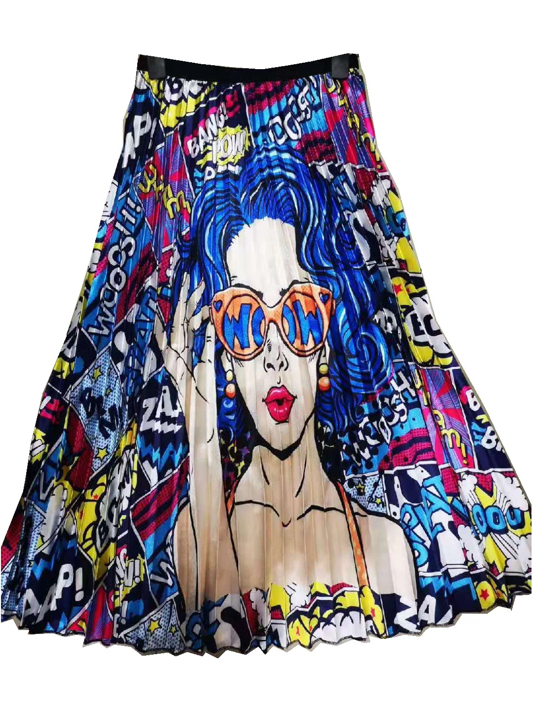 Весенне-летняя мода 2019 длинная сатиновая с а-силуэта плиссированная юбка в