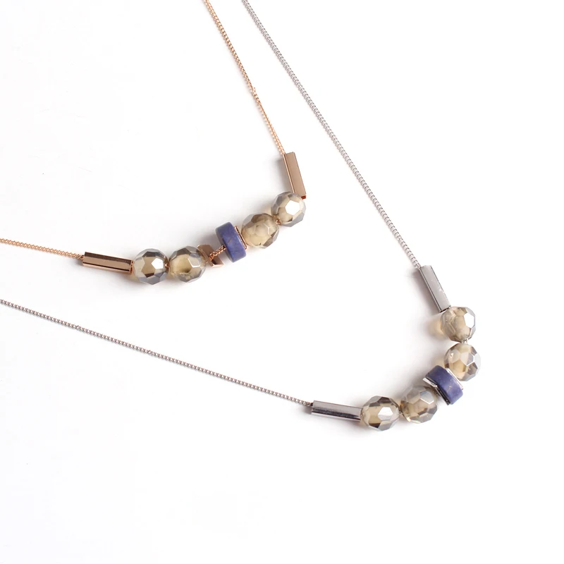 99 карат простой личности длинное ожерелье камень двойной слой цепи украшения