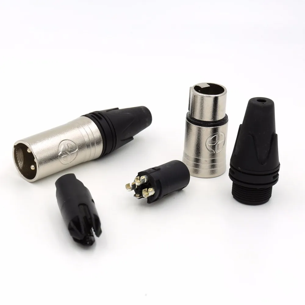 2 шт. XLR разъем 4-контактный разъём XLR сбалансированный микрофон 4 Core Мужской разъем адаптера Ooriginal для NEUTRIK NC4MXX