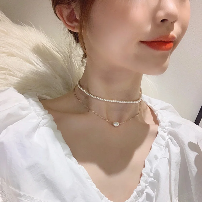 Женские двухслойные ожерелья MENGJIQIAO новые корейские и японские Элегантные с