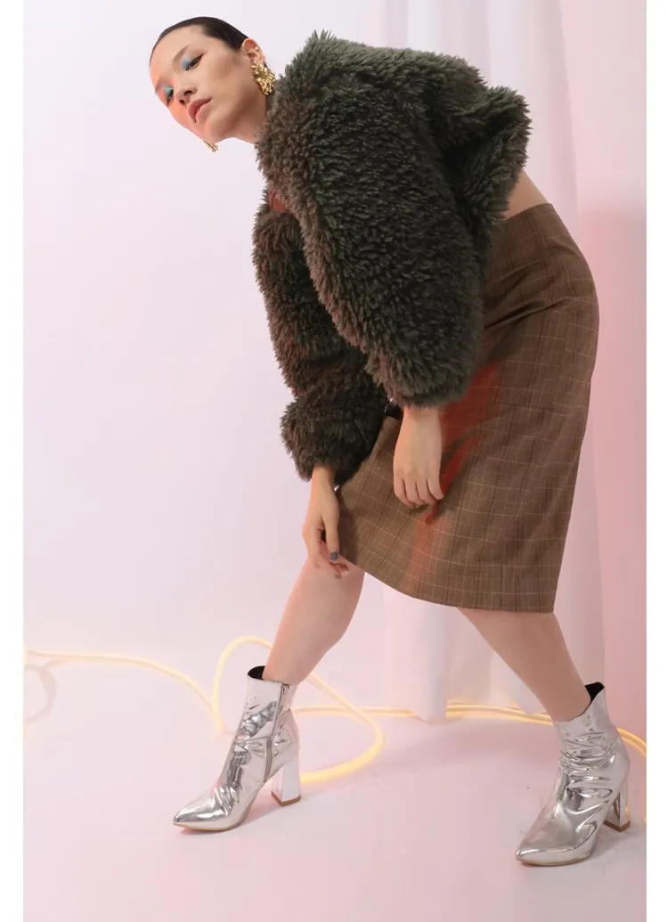 WHITNEY WANG 2018 Autumn Winter Fashion Streetwear Designer Style Patchwork Faux Fur Coat Women Stylish Outerwear | Женская одежда