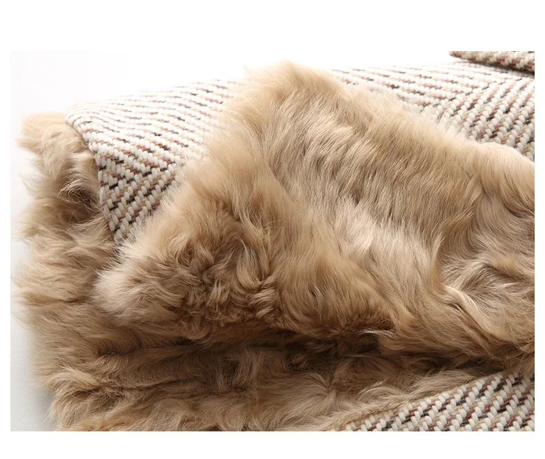 2018 новые модные длинные роскошные Для женщин натуральным мехом шерстяное пальто