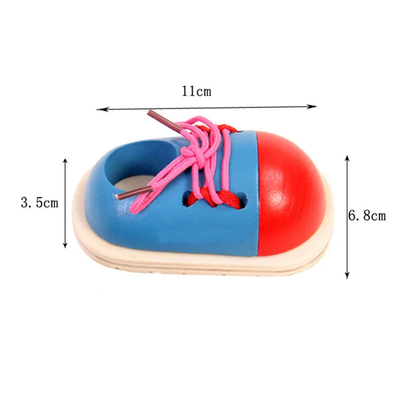 

1pcs New Wooden Toy Gift for Children Little Shoes Baby Shoelace Rope Parent-Child Educational Toys Random Color