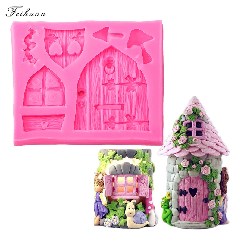 Sugarcraft 3D мультфильм Сказочный Дом деревянные окна двери формы силиконовые