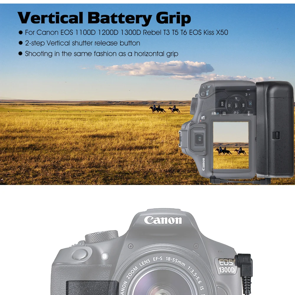 Многофункциональная Батарейная ручка spash для Canon EOS 1100D 1200D 1300D Rebel T5 T6 T3 EOS Kiss X50 работает с LP-E10 батареей