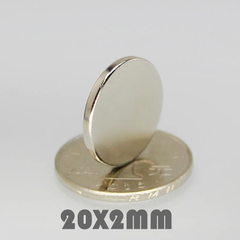 20/50/100P 20х2 мм Неодимовый Магнит Сильный Круглый магнит N35 20*2 поисковый