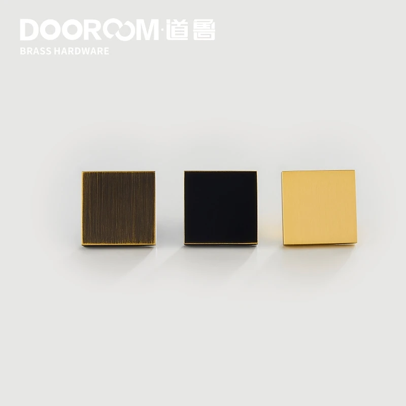 Dooroom Brass Furniture Handles Modern Nordic Square Wardrobe Dresser Cupboard Cabinet Door Drawer Shoe Box Pulls Knobs