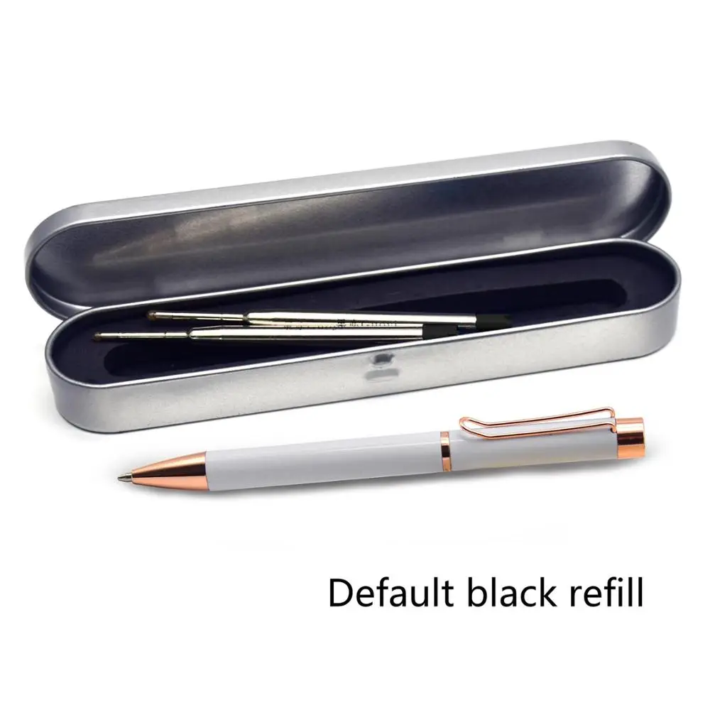 White box-Black ink Guoyi A139, новинка, деловая металлическая Подарочная шариковая ручка, коробка, простое вращение, 0,7 мм, ручка для офиса, канцелярские принадлежности, подарок, роскошная ручка для письма в отеле - Цвет: White box-Black ink