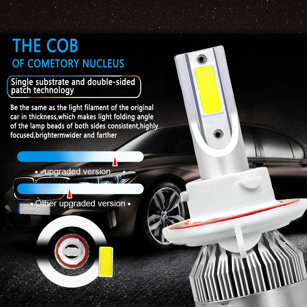 C6 LED Car Headlights 72W 7600LM COB Auto Headlamp Bulbs H1 H3 H4 H7 H11 880 9004 9005 9006 9007 Styling Lights | Автомобили и