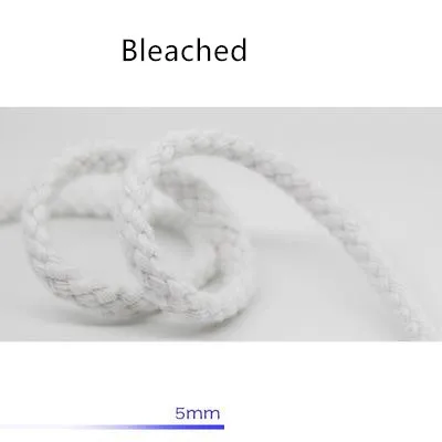 Bleached 5mmX10m Веревочный шнур 5 мм* 10 м восьмижильный полый цветной Хлопковый Канат белый красный черный Специальный белый пепельный ручной работы diy веревка для одежды шнурок - Цвет: Bleached 5mmX10m
