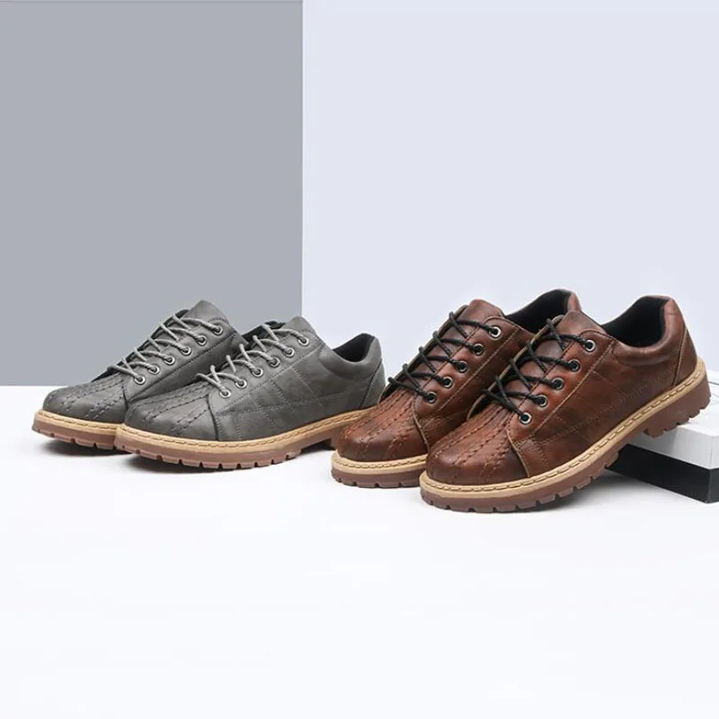 2019 Summer New Leather Men Shoes Retro Tooling Big Head Low-Top Martin Boots Shell Bee Tendon Sole Man | Обувь