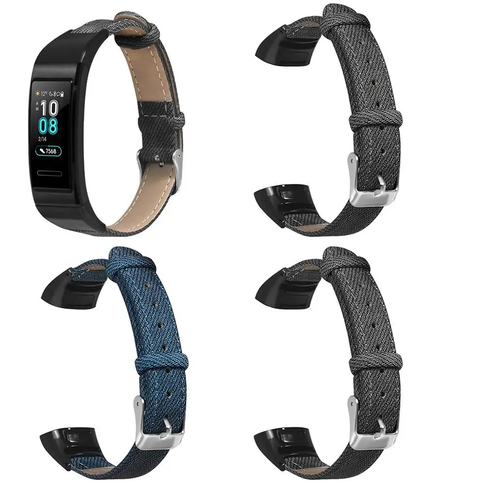 Роскошный джинсовый ремешок на huawei Band 3 Pro Band3 3Pro группы с металлической чехол стильные Смарт ремешки для часов Винтаж
