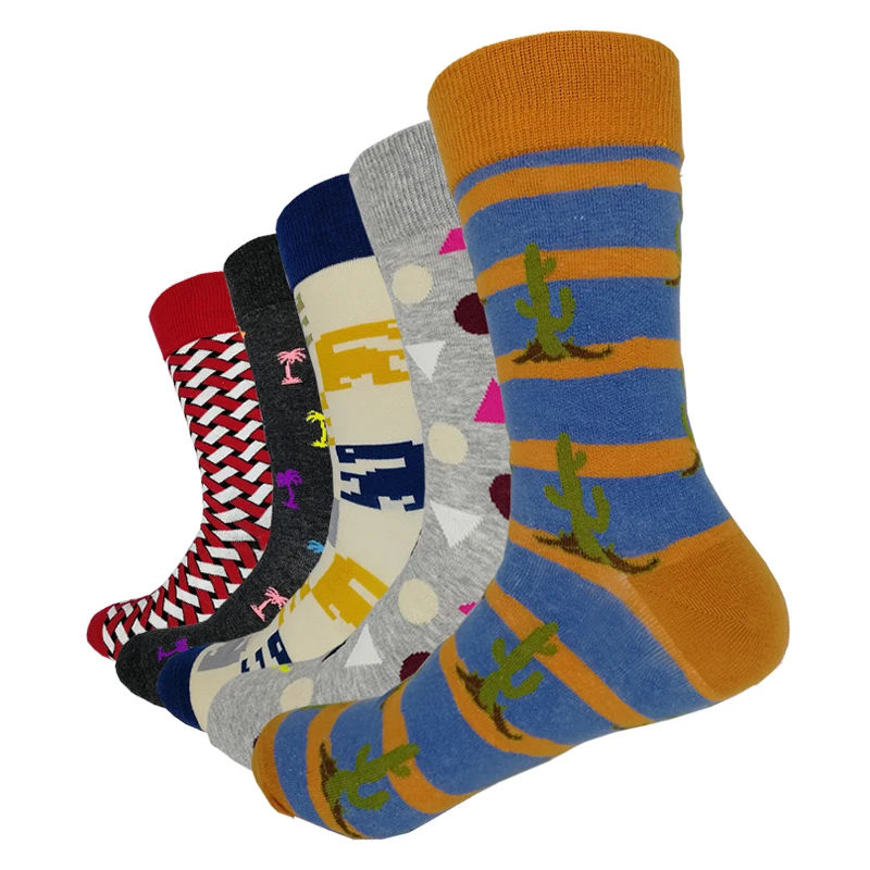1 пара счастливых забавных мужских носков из чесаного хлопка высокое качество
