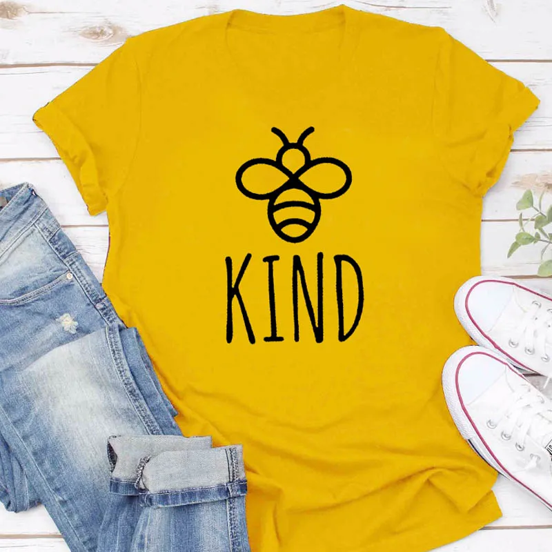 Be kind Graphice Футболка женская хлопковая негабаритная футболка Летняя модная футболка с принтом пчелы Harajuku футболка унисекс футболка Прямая