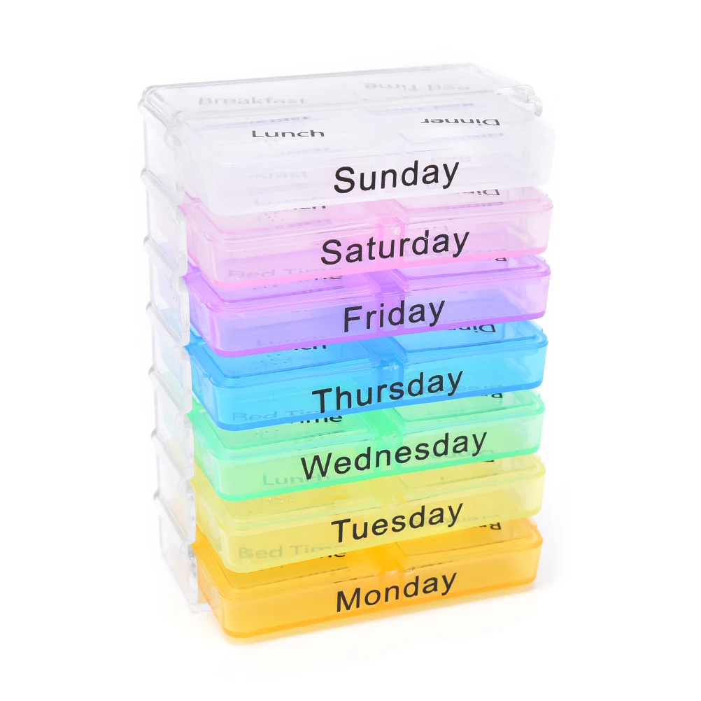 Портативный контейнер для таблеток Weekly 28 Grids вращающийся дорожный футляр