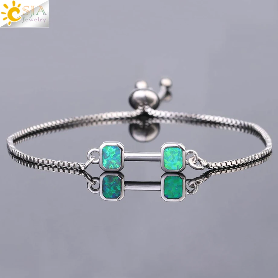 Модные браслеты CSJA из тонких звеньев цепочка опала регулируемые подвески в виде