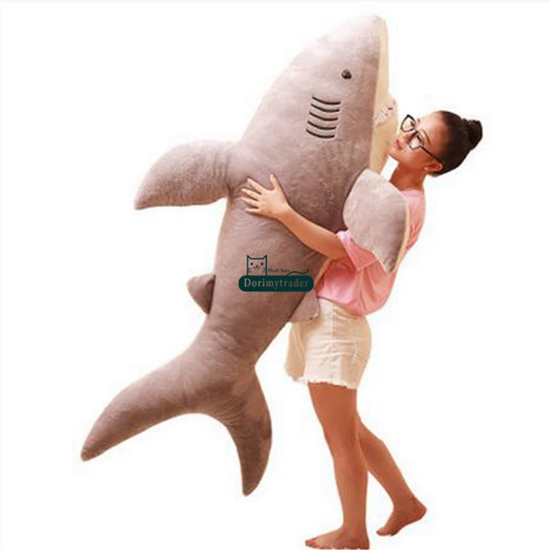 Dorimytrader 180cm Огромные мягкие животные Акула Плюшевые игрушки Фаршированные пушистые морские животные Bite Акулы Дети играют в подарок кукольного любовника DY60388