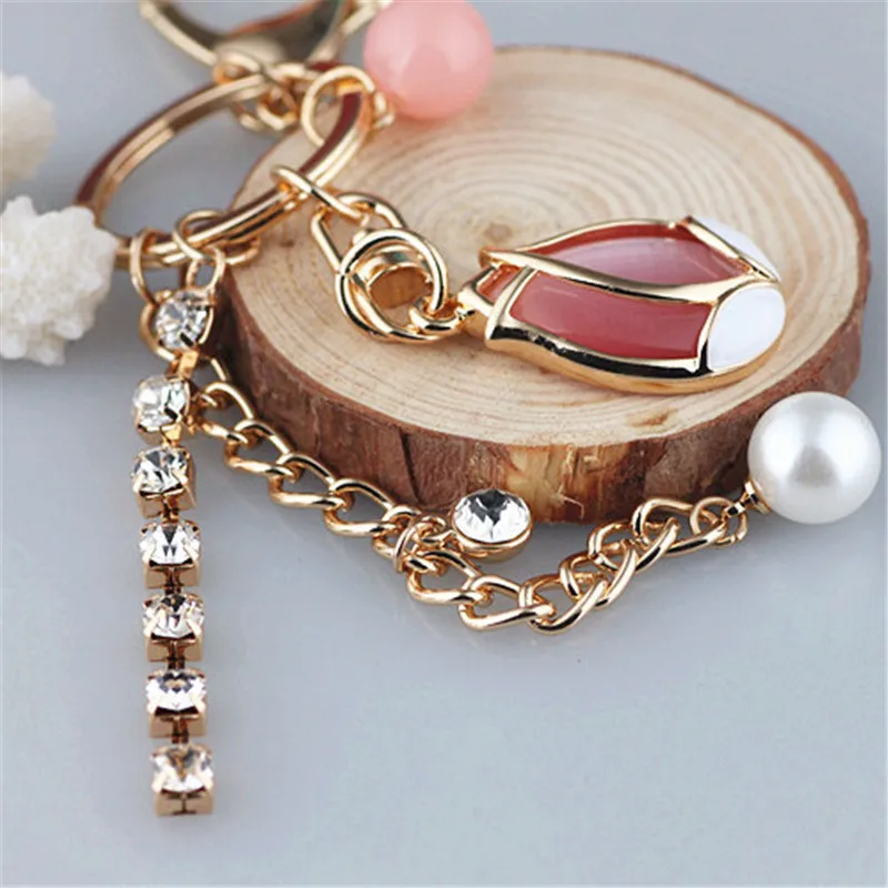 Хрустальные стразы брелок для женщин сумочка милый романтичный тюльпан кольцо