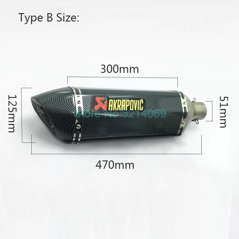 570 мм/470 мм/380 мм Универсальный 51 мм Akrapovic мотоцикл выхлопные трубы глушителя Escape Moto нержавеющая сталь выхлопная труба глушителя для мотоцикла