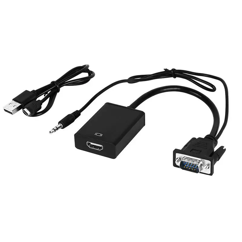 Видеокабель BEESCLOVER для ПК ноутбуков и HD-ТВ-проекторов VGA штекер-HDMI 1080P HD + аудио ТВ AV
