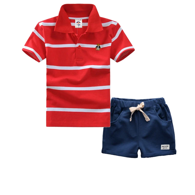 High Quality Summer Polo Shirts Set Children Boys Clothing Sets Baby Kids Suits Shirt Pants Cotton Clothes | Детская одежда и