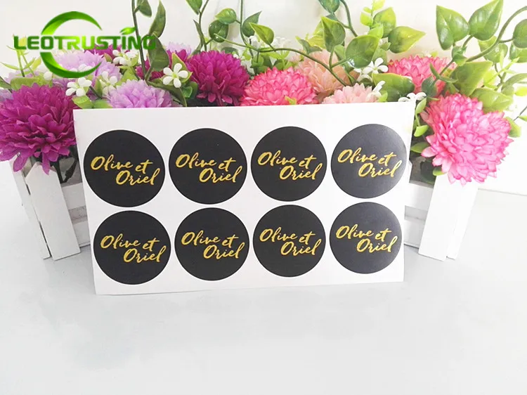 Leotrusting 1000pcs Custom прозрачный PVC наклейки из золотистой фольги Gold Свадебное