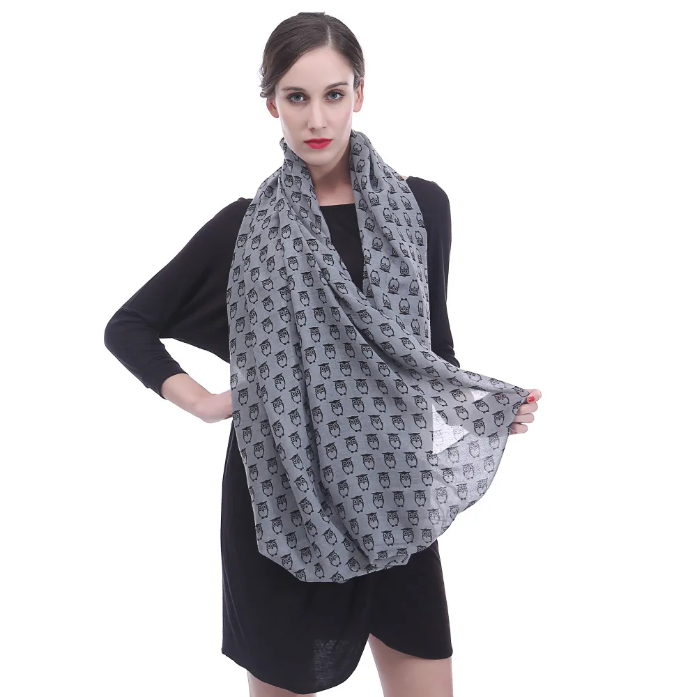 Принт Совы бесконечный петлевой шарф обертывание мягкий легкий вес |