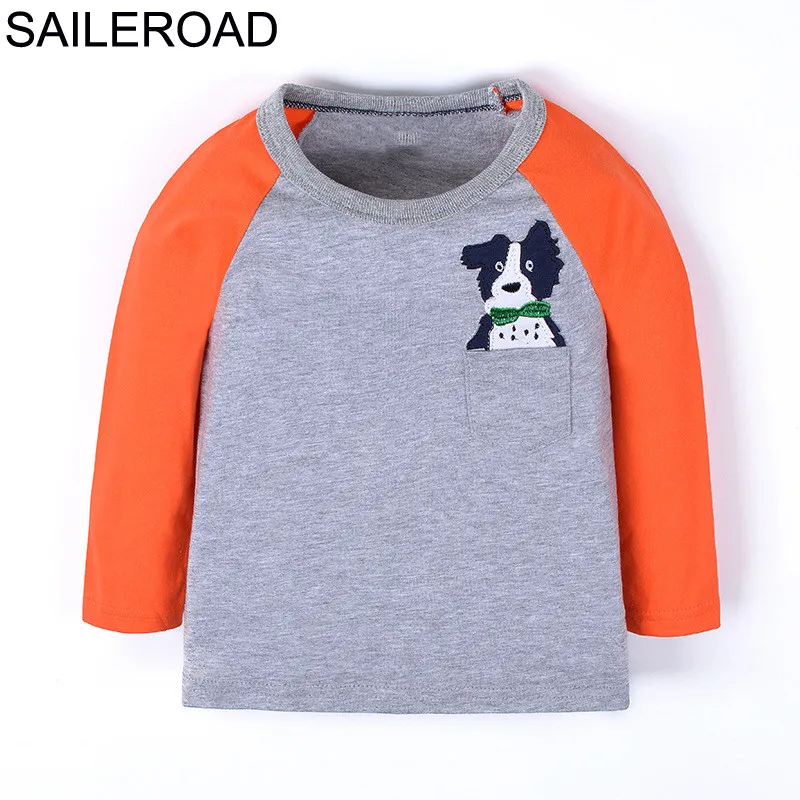 

SAILEROAD Мультфильм Животное Собака Детские Дети Мальчики Футболки с Длинными Рукавами Весна Хлопок Новый Младенческой Дети Мальчики Одежда ...