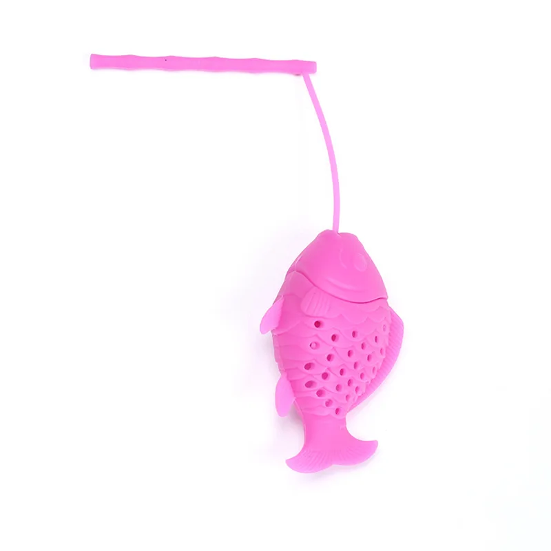 pink 1 шт красочные силиконовые маленькие рыбки Форма Кухня Силиконовые глубокий кофе чай заварки производитель Diver вкладыш мешок-сито - Цвет: pink