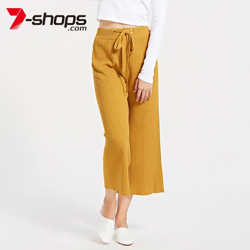7 shops женские трикотажные широкие брюки тонкие осенние свободные повседневные с