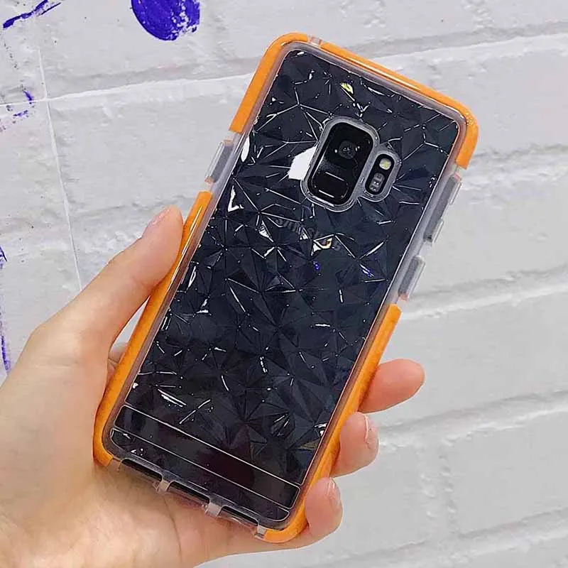 Прозрачный ТПУ кремния для samsung S8 S9 плюс геометрические алмаз Анти сбить чехол |