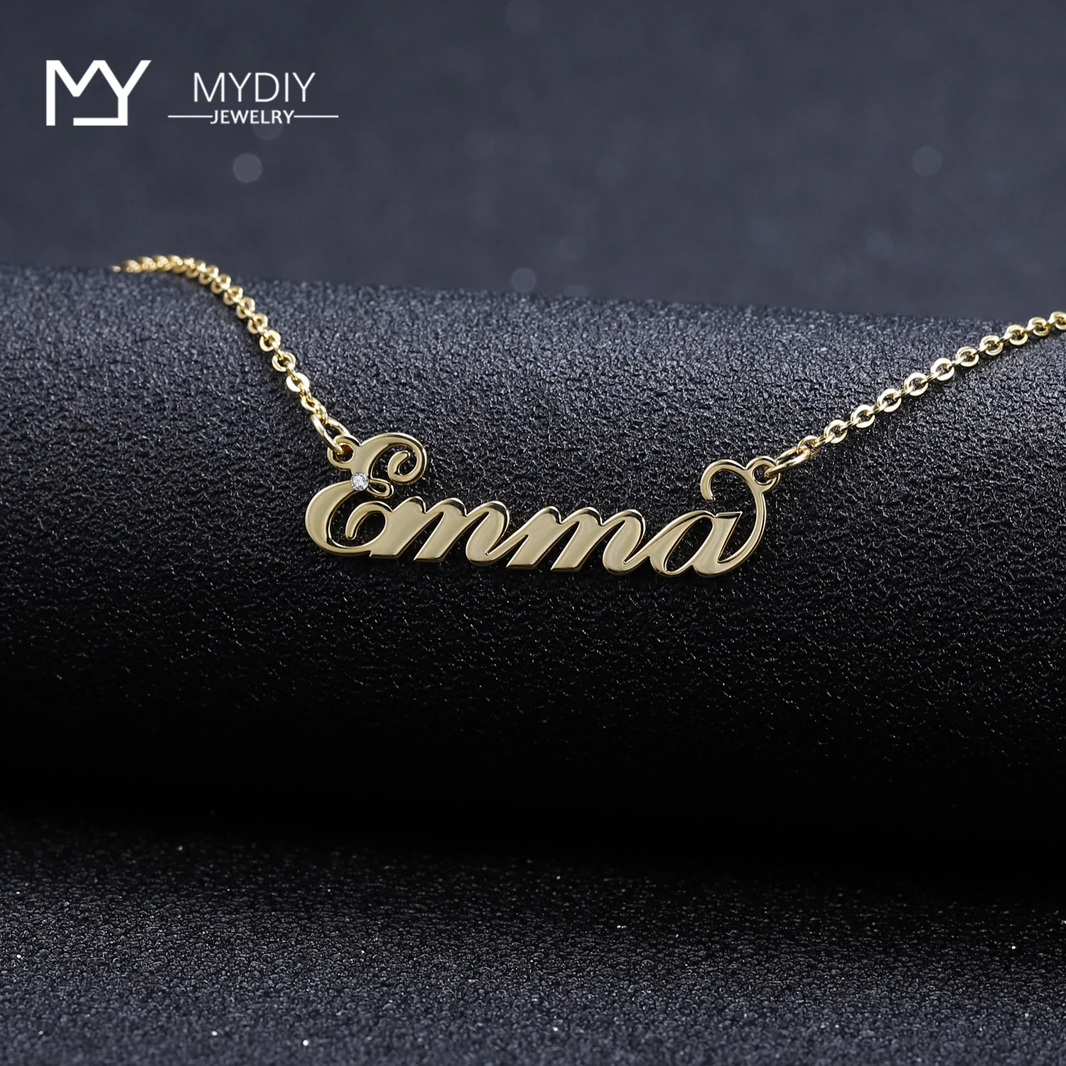 Заказное ожерелье с бриллиантовым именем Настоящее серебро 925 пробы кулон