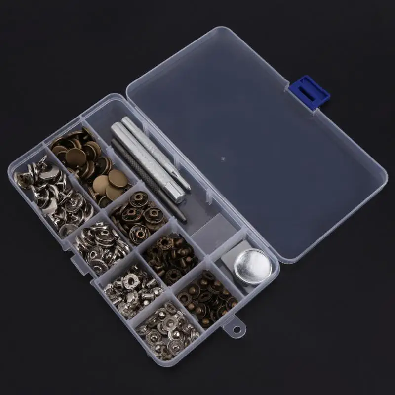 50 наборов металлические защелкивающиеся вставные кнопки крепежные + Дырокол