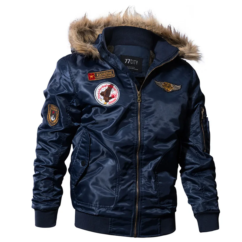 Blue Refire gear зимняя военная куртка-бомбер мужская армейская тактическая куртка ВВС теплая подкладка из шерсти верхняя одежда парки с капюшоном пальто пилота - Цвет: Blue