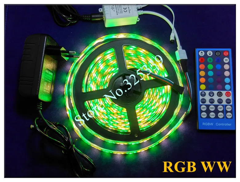 100 комплектов RGBW RGBWW SMD 5050 5 м водонепроницаемая светодиодная лента фонарик RGB+ белая лента+ 40 кнопочный пульт дистанционного управления+ 3A адаптер питания