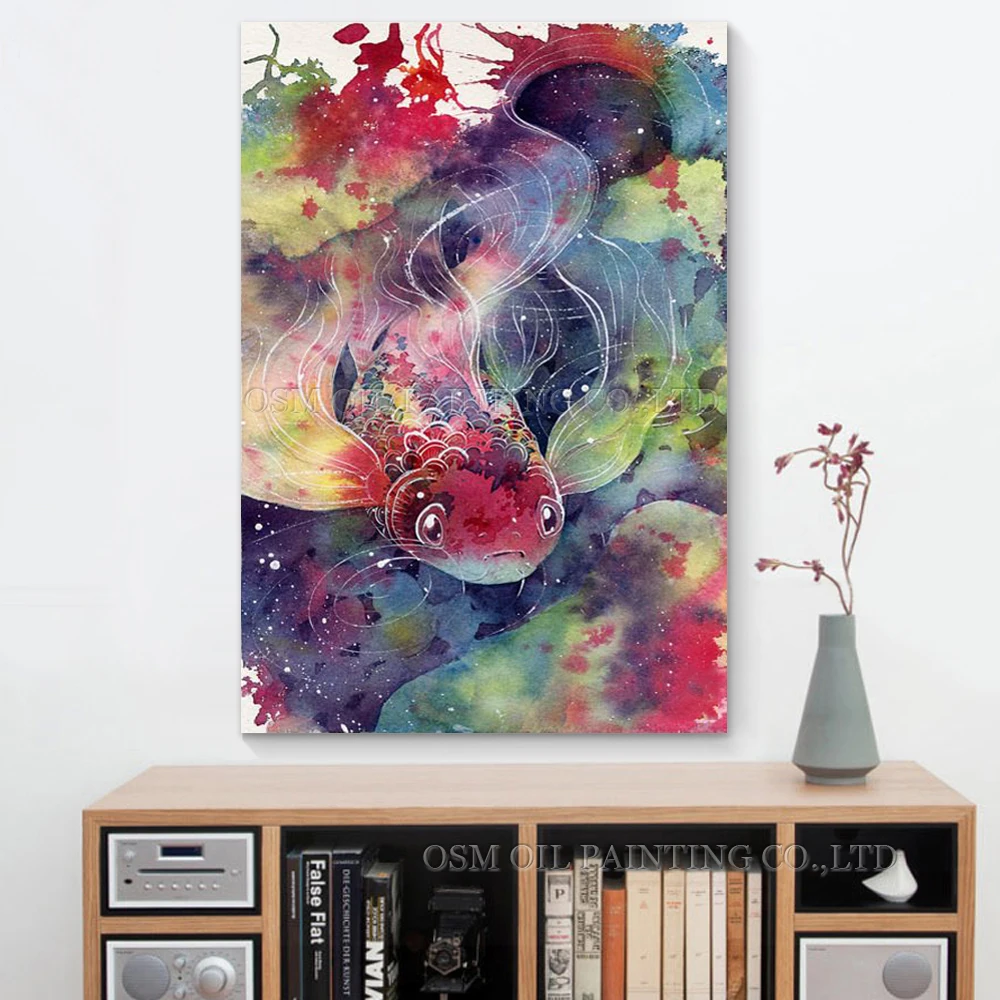 Опытный художник чистая ручная работа высокое качество печать золотой рыбкой