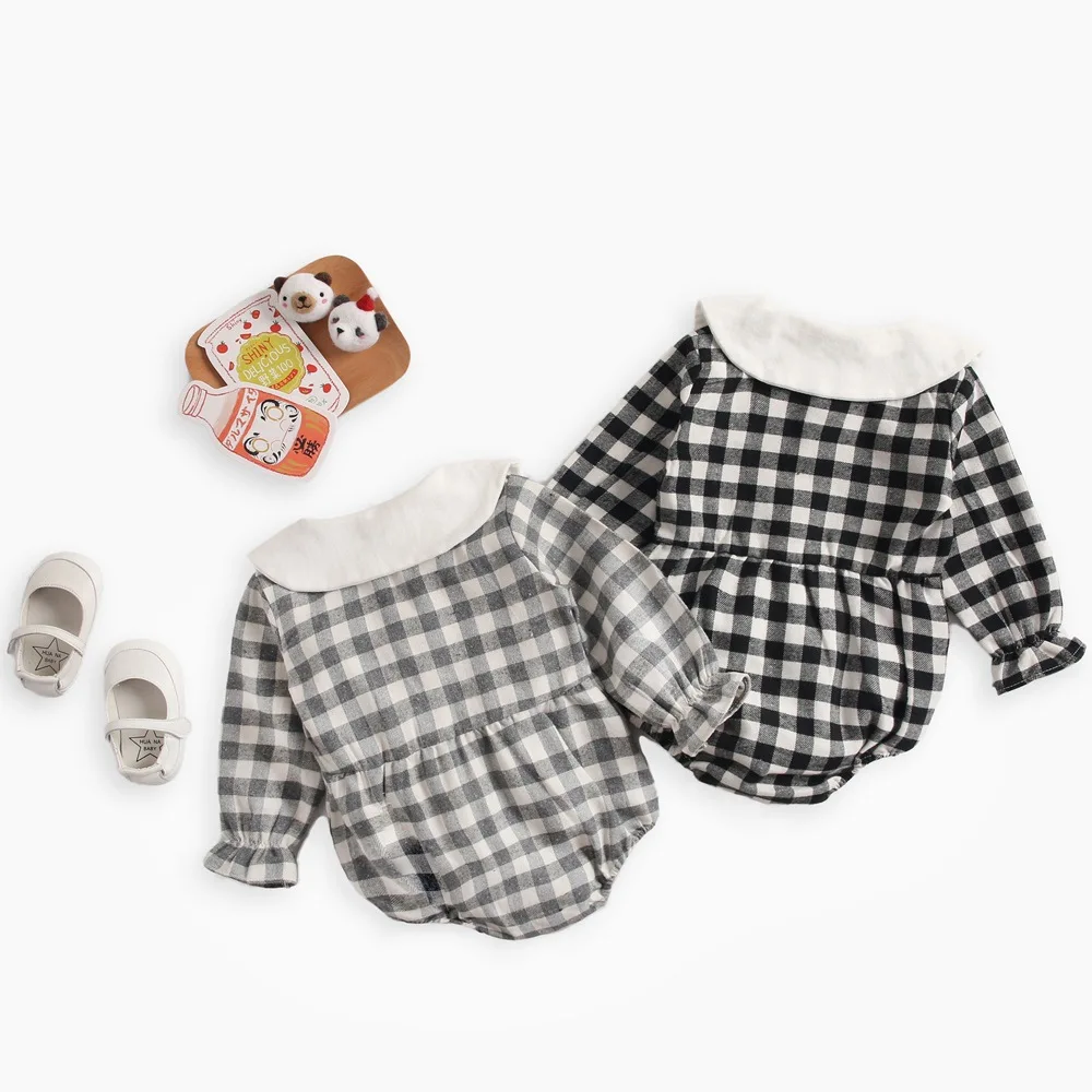 Baby clothes 2019 Spring plaid Romper Onesies Doll Collar Newborn Clothes New born Girl | Детская одежда и обувь