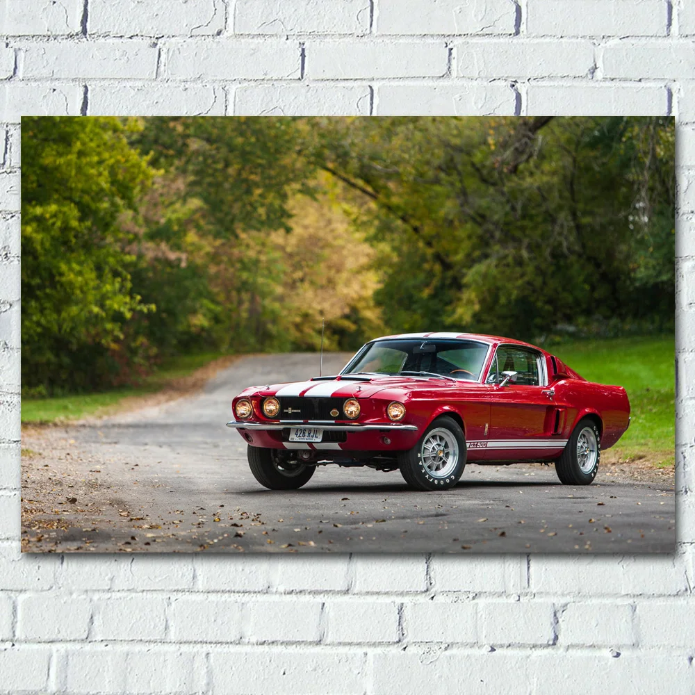 Mustang Шелби Кобра GT500 мышцы автомобиля классический автомобиль Wall Art постер Холст