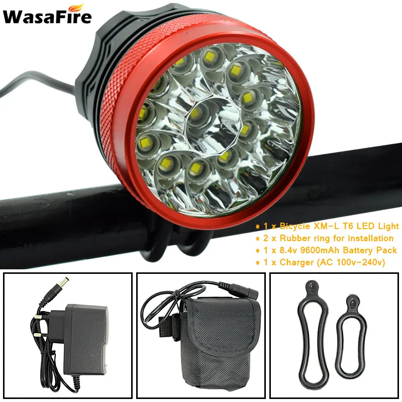 

WasaFire 20000lm 12* XM-L T6 LED Bicycle Light Cycling Bike Light Headlight Road Bike Flashlight MTB Lamp + 18650 Battery Pack