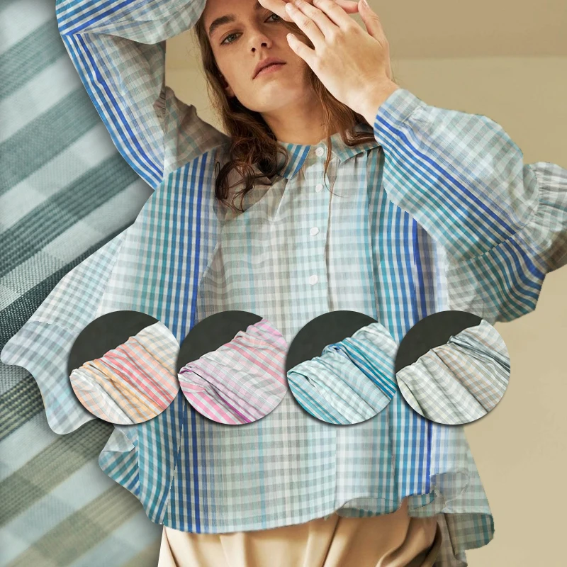 Пряжа окрашенная в клетку и с градиентным рисунком Женская хлопковая ткань шитье