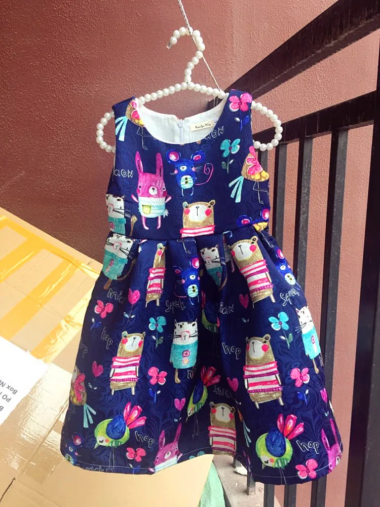 Kseniya Kids/Новые летние платья для девочек в европейском стиле; хлопковая детская одежда для девочек с героями мультфильмов; голубое, розовое платье с цветочным рисунком; От 2 до 14 лет с граффити