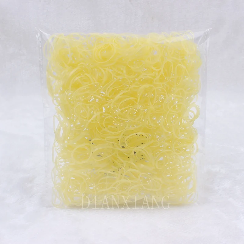 light yellow DIANXIANG маленькая Конфета разных цветов резиновые ленты эластичные волосы резинки аксессуары для девочек Дети 1000 шт/партия - Цвет: light yellow