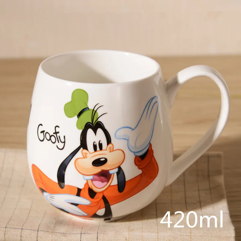 Goofy (420ml) Мультяшная кружка Микки и Минни, керамические чашки для молока, 320 мл/420 мл, креативная Мода для пар, чашка для кофе и воды, милая чашка для завтрака, рождественские подарки - Цвет: Goofy (420ml)