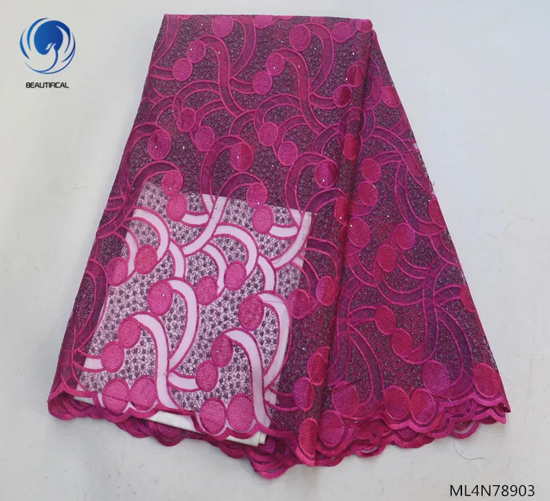 

BEAUTIFICAL Net Lace French Tulle Fabric for Cloth 2019 Polyester Nigerian Lace Embroidery ML4N789