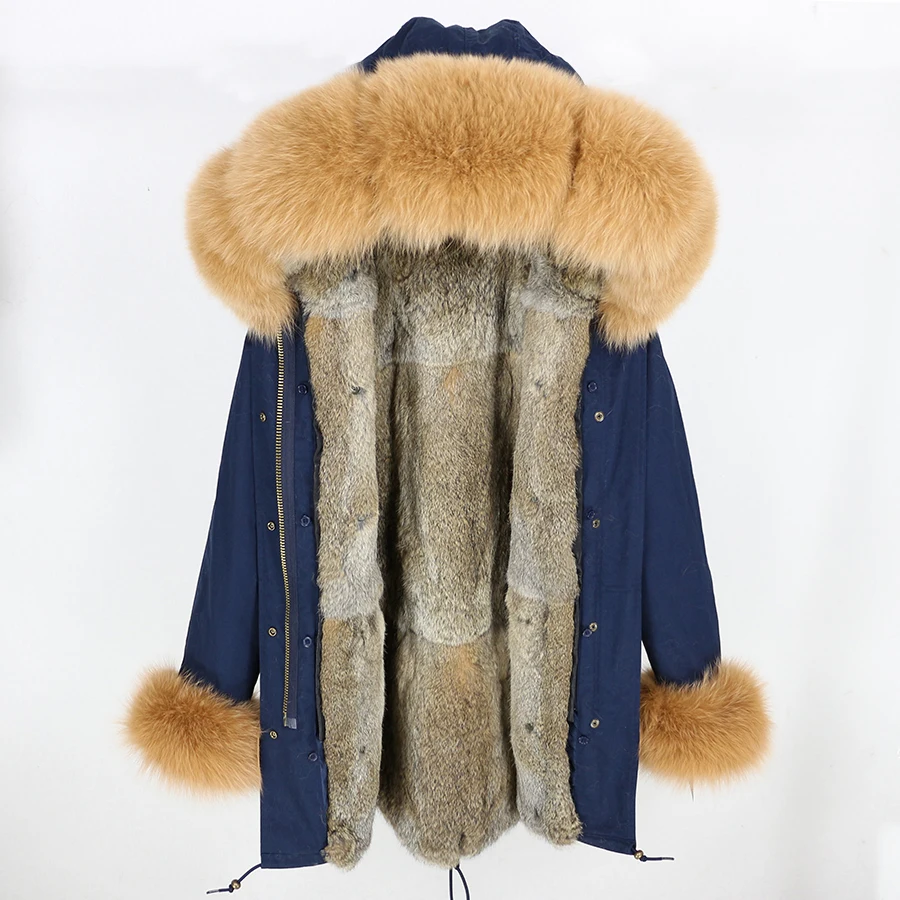 4 OFTBUY, зимняя женская куртка, пальто из натурального меха, длинная парка, Воротник из натурального Лисьего меха, капюшон, подкладка из кроличьего меха, толстая теплая верхняя одежда, бренд - Цвет: 4