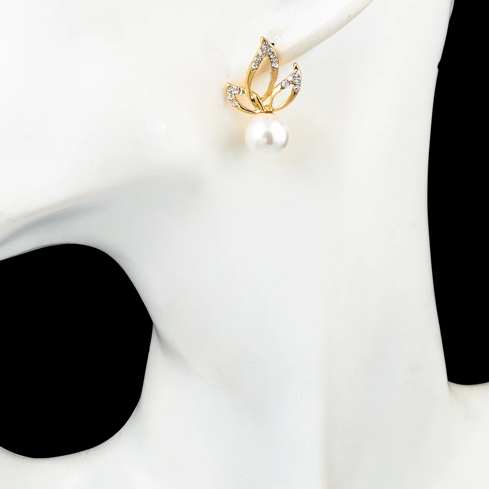 Женские серьги-гвоздики с искусственным жемчугом и кристаллами | Украшения