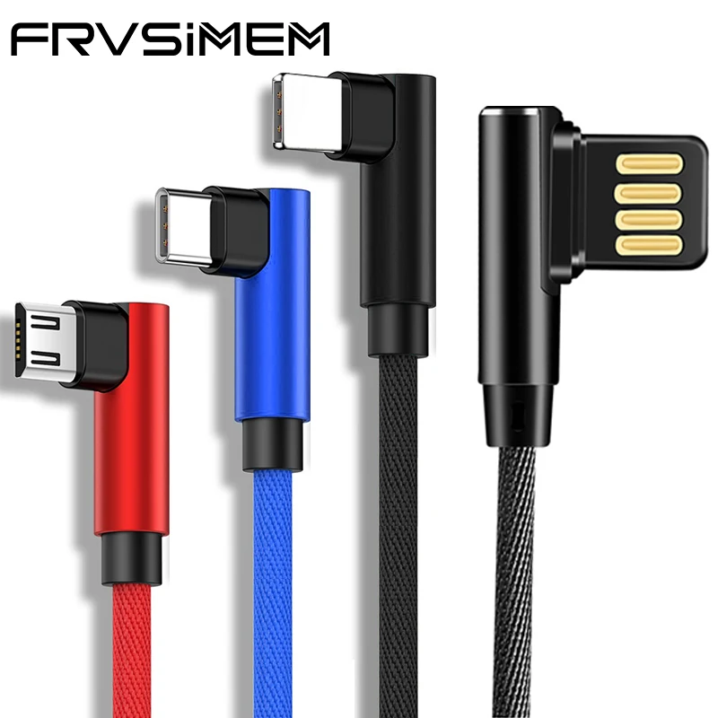 90 градусов USB C кабель для Samsung Huawei XiaoMi Micro зарядное устройство провод шнур Быстрый