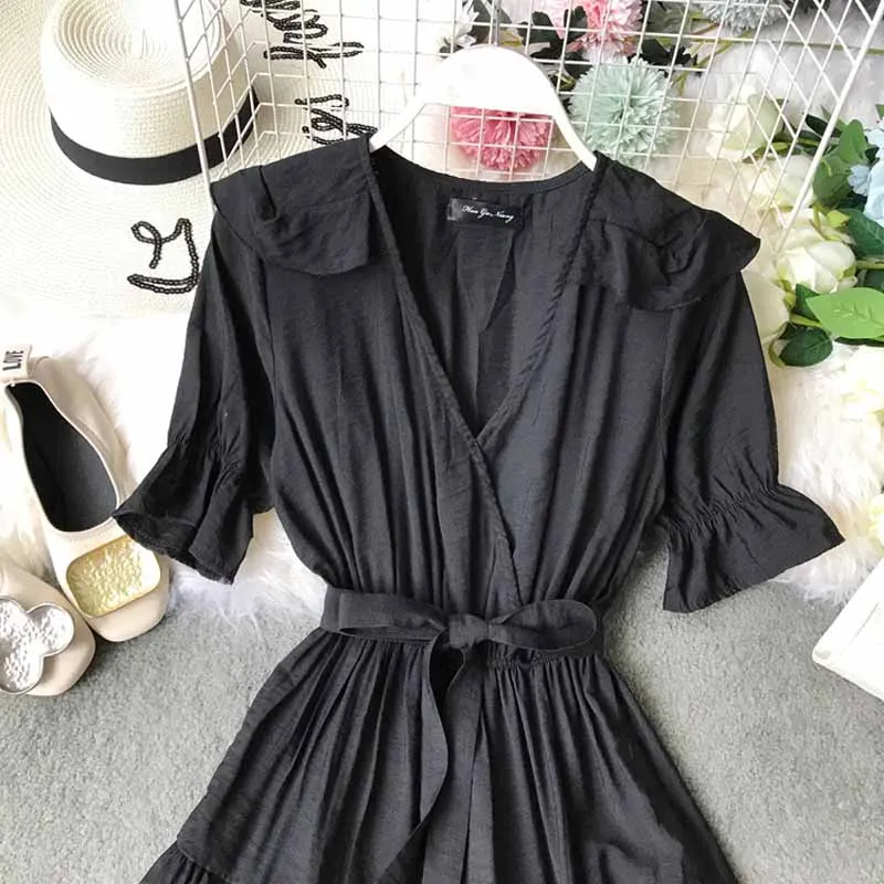 Новинка 2019 женское шикарное летнее платье с коротким рукавом и v образным вырезом